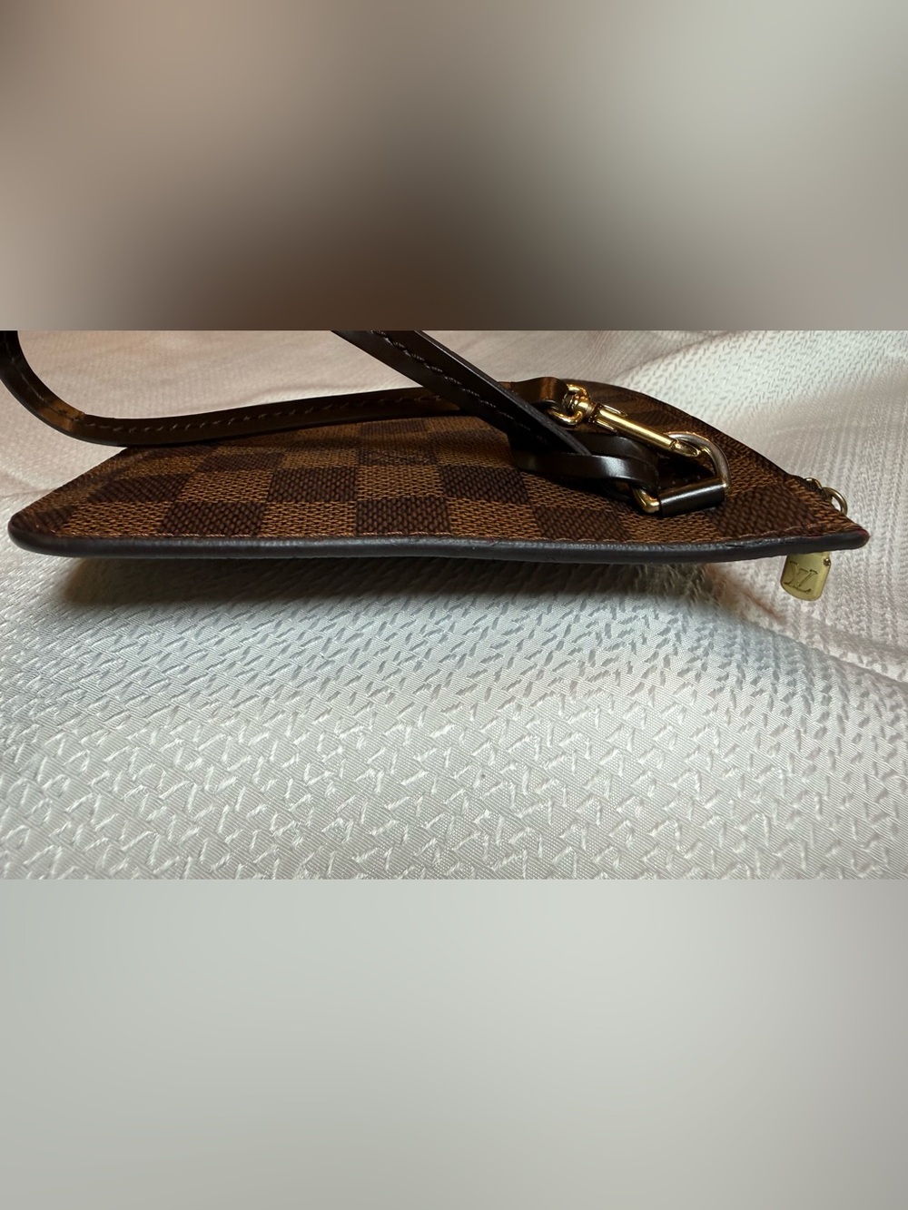 Louis Vuitton Damier Ebene Wristlet Pouch in Dark Brown Check - Picture 10 of 15